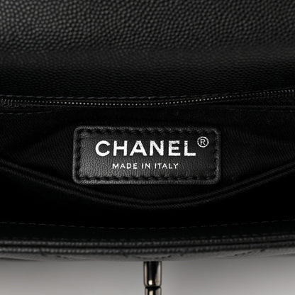 Chanel Caviar Chevron Quilted Mini Coco Handle Flap So Black 6 of 11