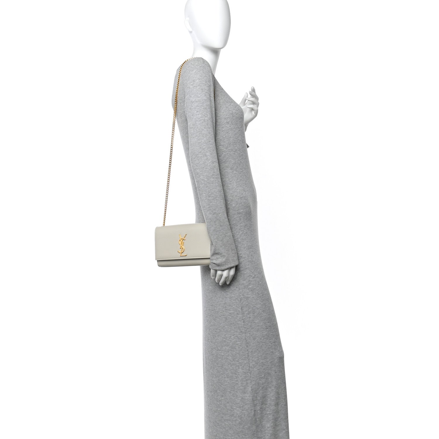 Saint Laurent Grain De Poudre Small Monogram Kate Satchel Crema Soft 2 of 9