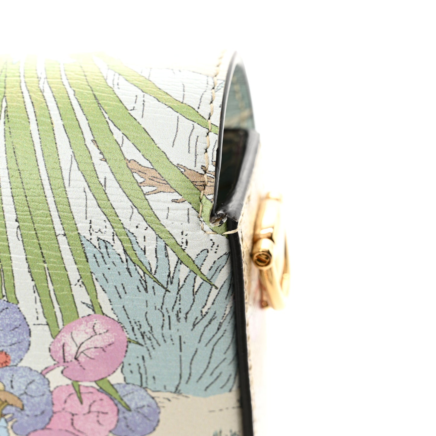 New Shangai Calfskin Tiger Savanah Web Mini Horsebit 1955 Shoulder Bag Chalky White Multicolor