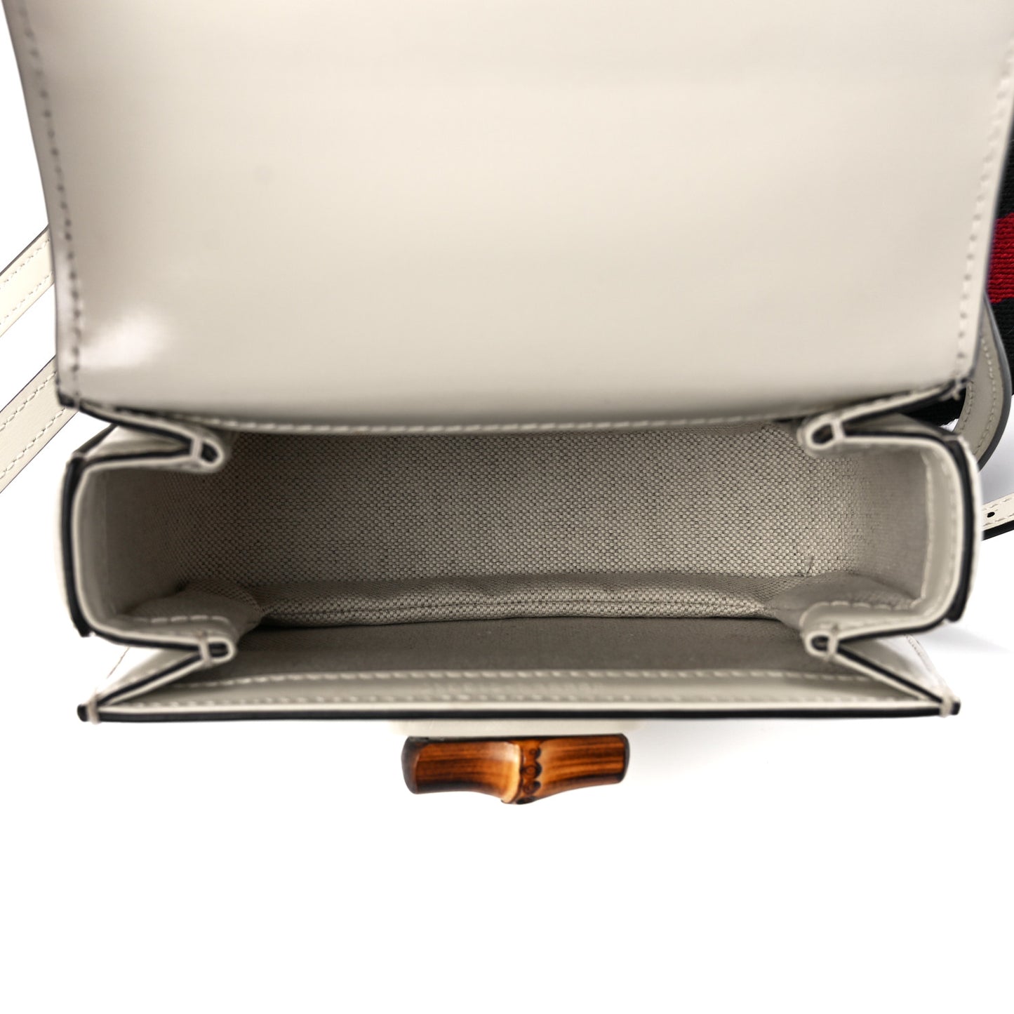 Boarded Dyana Lux Calfskin Web Mini Bamboo 1947 Top Handle Bag Mystic White