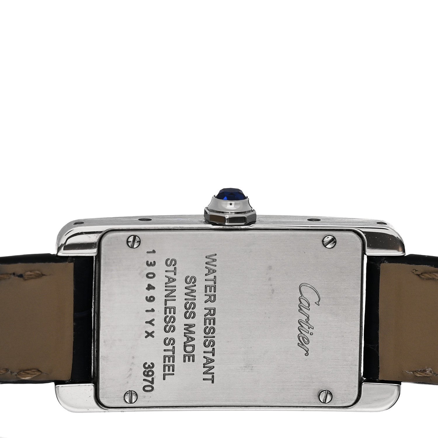Cartier Stainless Steel Alligator 19mm Tank Americaine Quartz Watch Blue 4 of 5