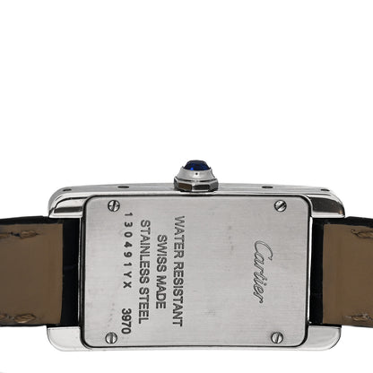 Cartier Stainless Steel Alligator 19mm Tank Americaine Quartz Watch Blue 4 of 5