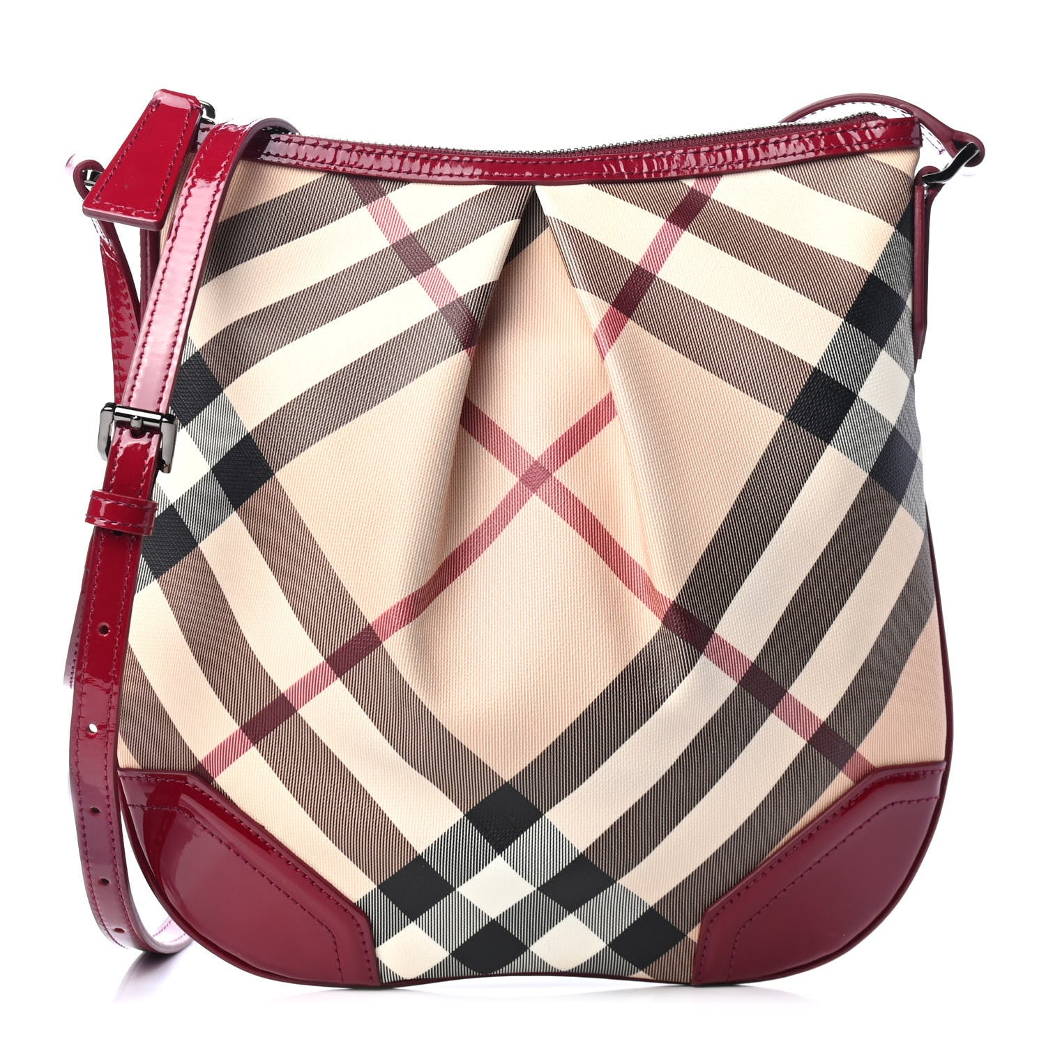 Burberry Patent Nova Check Julia Crossbody Bag Red 1 of 4
