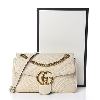 Gucci Calfskin Matelasse Medium GG Marmont Shoulder Bag White 19 of 19
