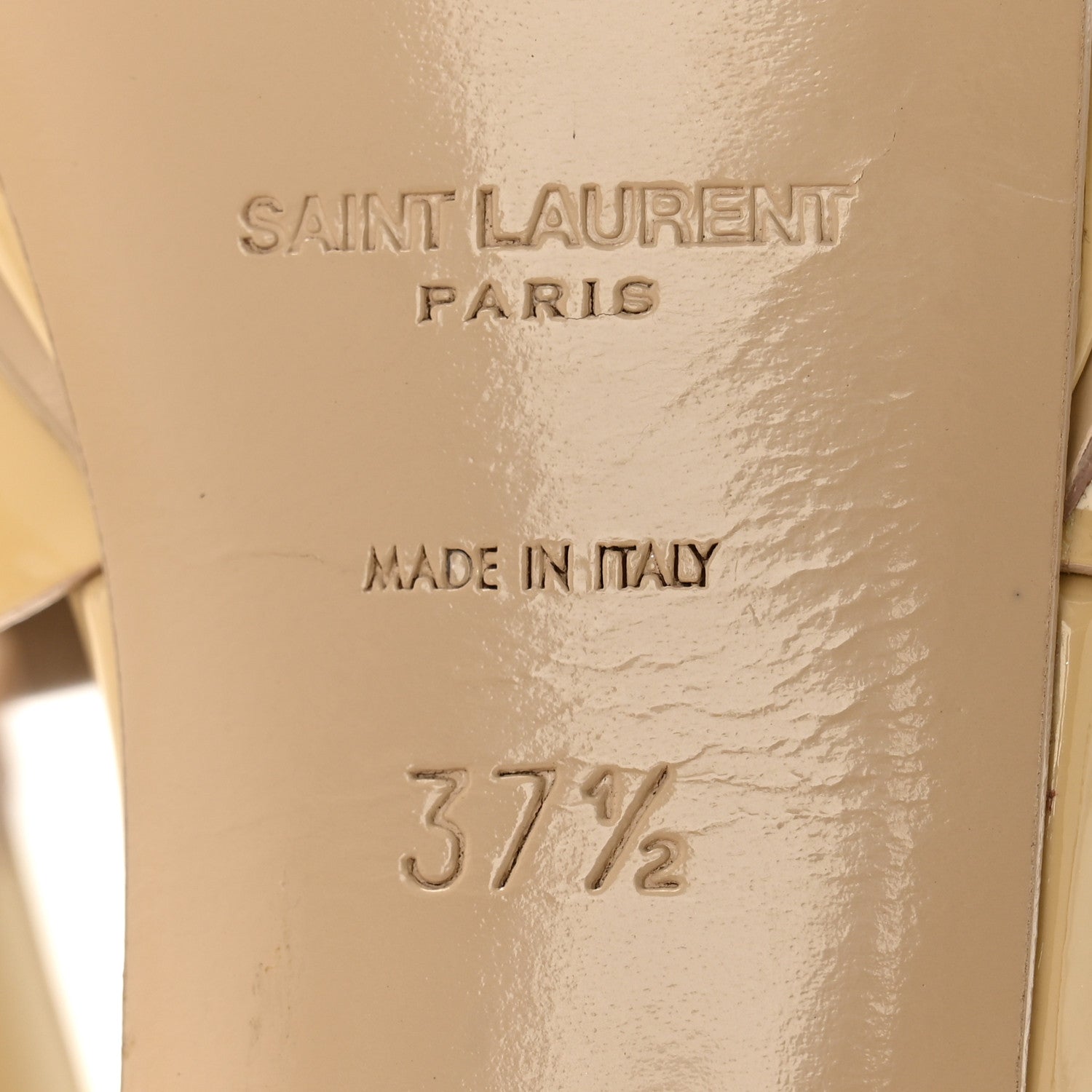 Saint Laurent Patent Calfskin Tribute 75 Platform Sandals 37.5 Nude Powder 7 of 10