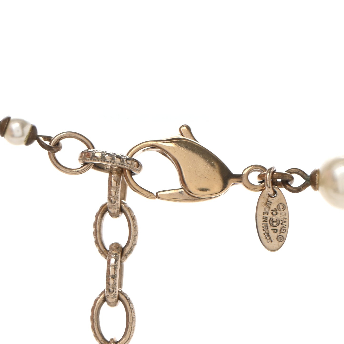 Pearl Enamel CC Long Necklace Gold