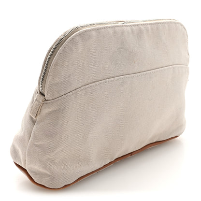 Hermes Cotton Canvas Bolide Travel Cosmetic Pouch MM Natural 3 of 6