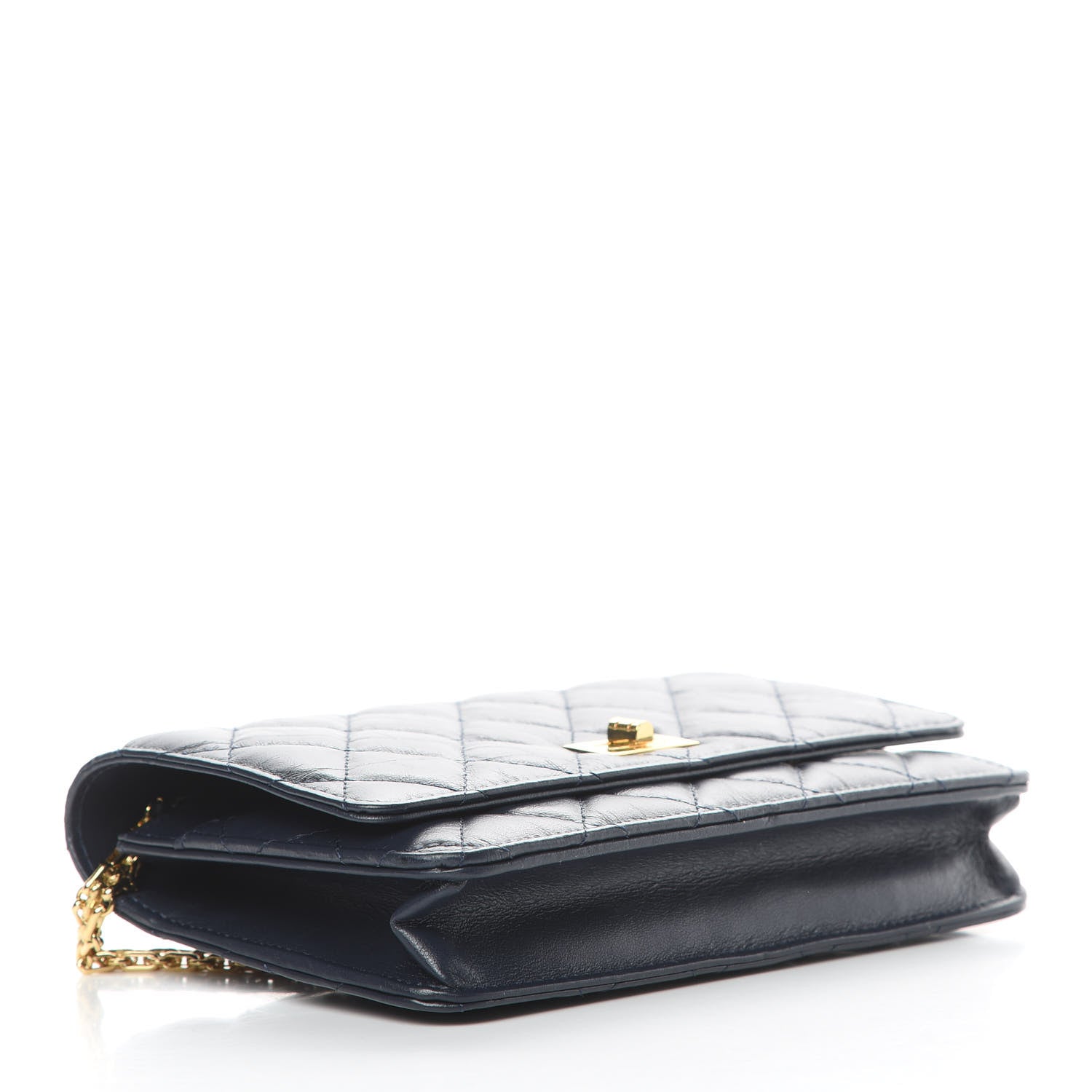Chanel Aged Calfskin Quilted Reissue Wallet On Chain WOC Navy Blue 4 of 14