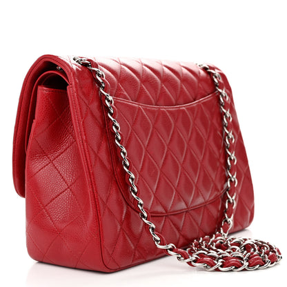 Chanel Caviar Quilted Jumbo Double Flap Red 3 of 17