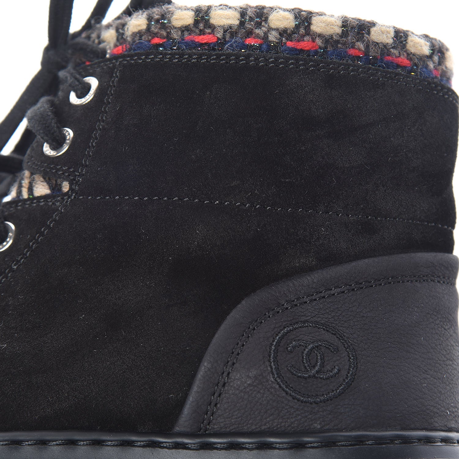 Chanel Suede Calfskin Tweed High Top Sneakers 36.5 Black 13 of 16