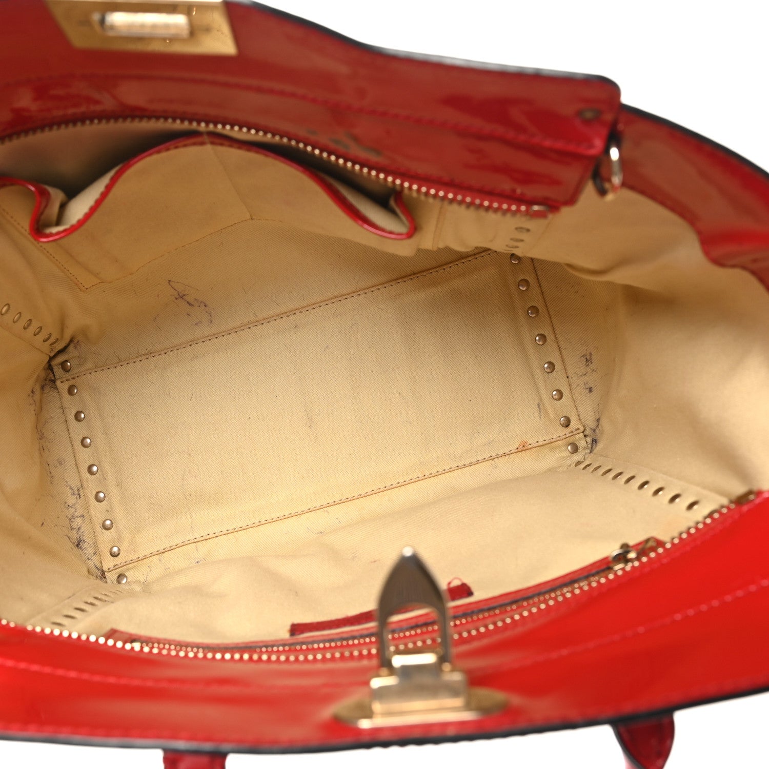 Valentino Garavani Patent Monochrome Rockstud Double Handle Tote Rosso Valentino 5 of 13
