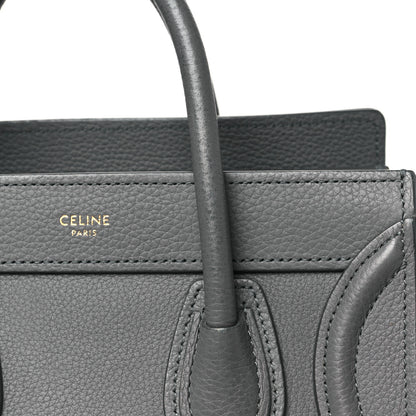 Celine Drummed Calfskin Nano Luggage Kohl 12 of 15