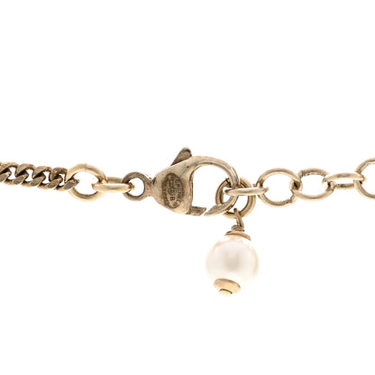 Chanel Pearl Crystal CC Heart Necklace Gold Pearly White Black 4 of 5