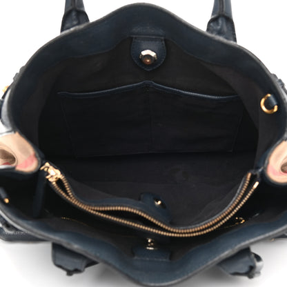 Burberry Calfskin House Check Medium Banner Tote Ink Blue 5 of 18