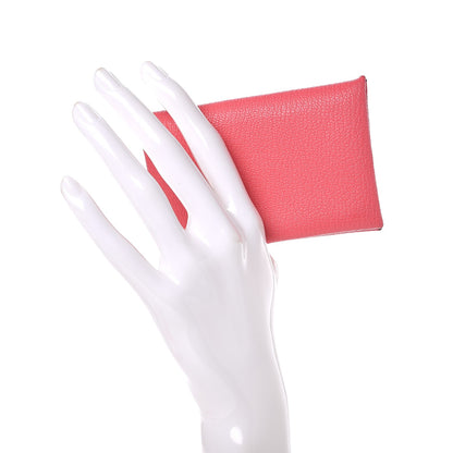 Hermes Chevre Mysore Calvi Card Case Rose Lipstick 2 of 8