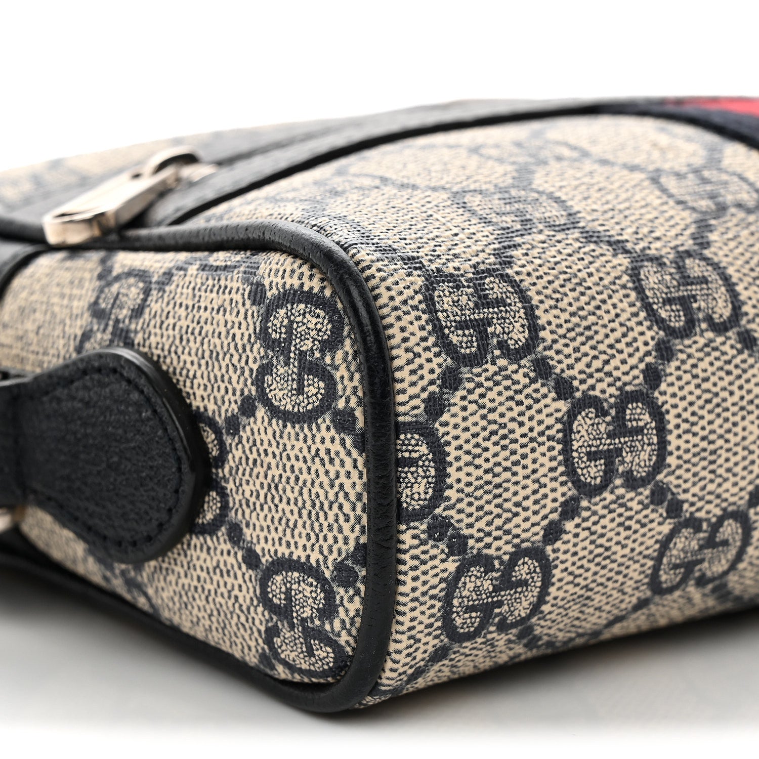 Gucci GG Supreme Monogram Textured Dollar Calfskin Web Mini Ophidia Shoulder Bag Beige Blue 9 of 15