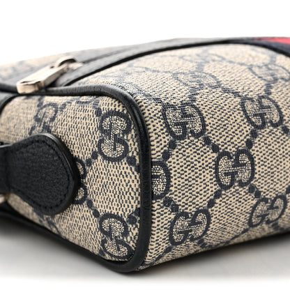 Gucci GG Supreme Monogram Textured Dollar Calfskin Web Mini Ophidia Shoulder Bag Beige Blue 9 of 15