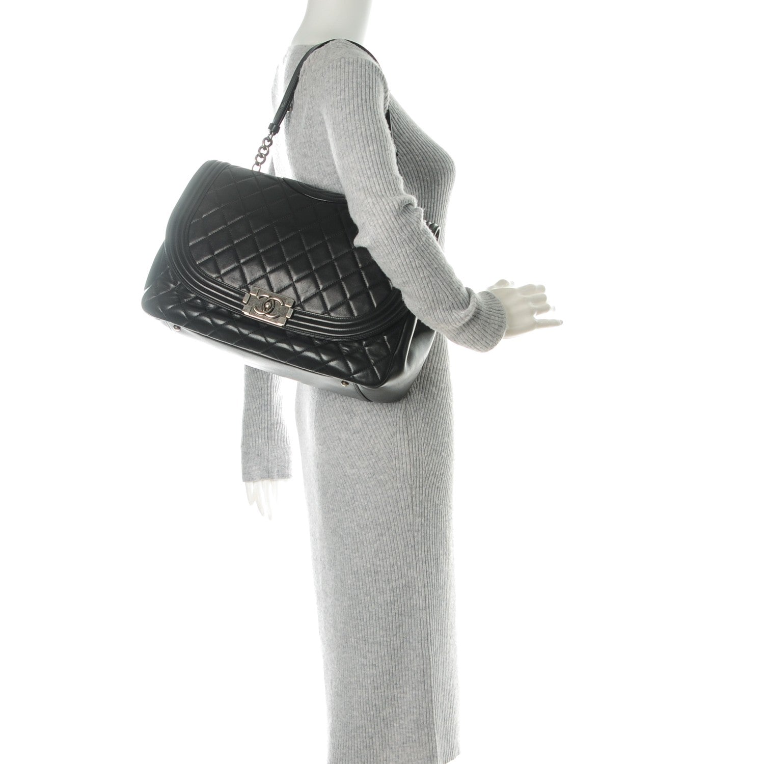 Chanel Lambskin Quilted Large Antik Boy Flap Black 2 of 10