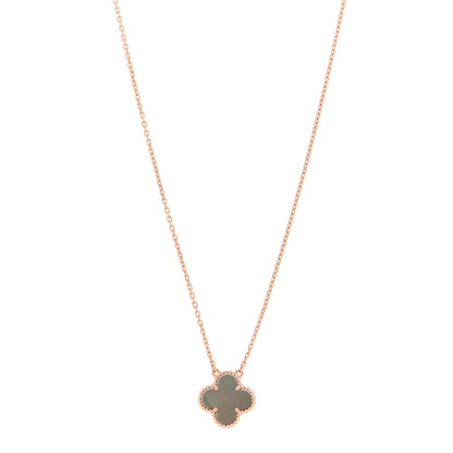 Van Cleef & Arpels 18K Rose Gold Gray Mother of Pearl Vintage Alhambra Pendant Necklace 1 of 6