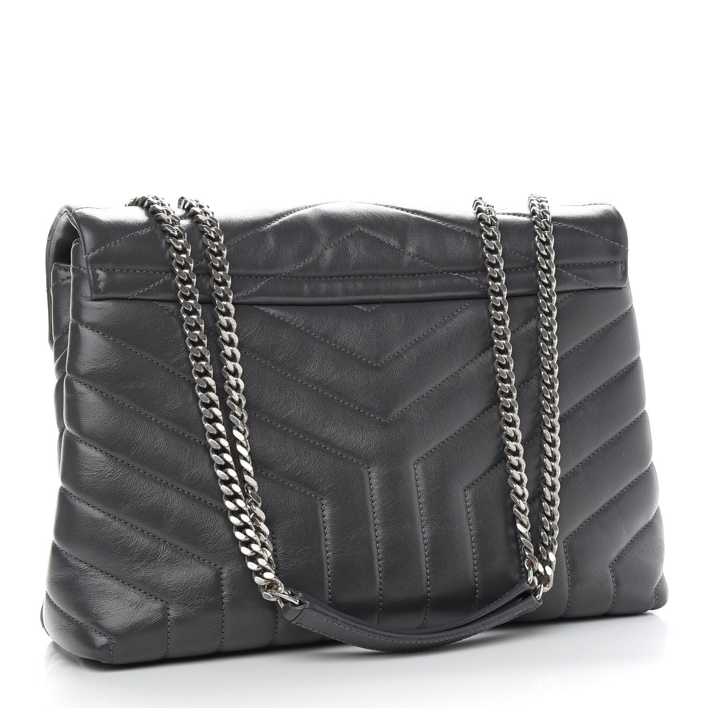 Calfskin Y Quilted Monogram Medium Loulou Chain Satchel Asphalt