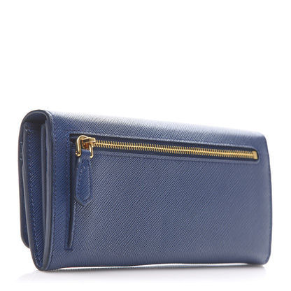 Prada Saffiano Shine Monochrome Continental Wallet Bleuette 4 of 7