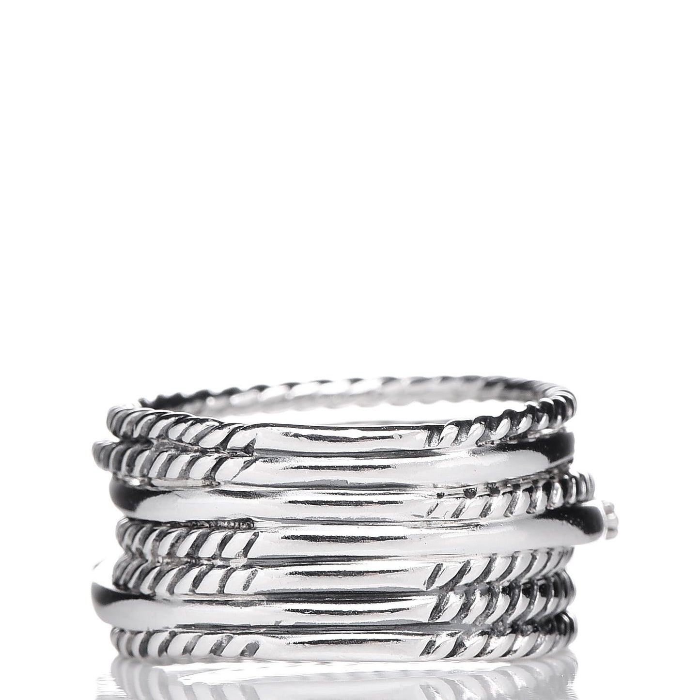 Sterling Silver Diamond Wide Crossover Cable Ring 53 6.25