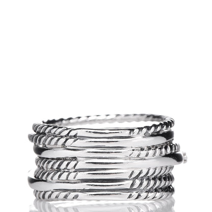 David Yurman Sterling Silver Diamond Wide Crossover Cable Ring 53 6.25 3 of 4