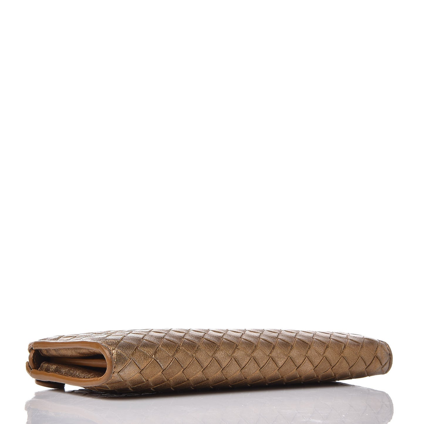 Metallic Grosgrain Intrecciato Zip Around Wallet Dark Gold