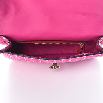 Valentino Garavani Suede Medium Rockstud Spike Shoulder Bag Bright Fuxia 5 of 10