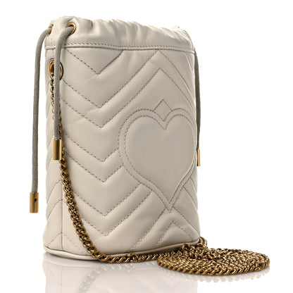 Gucci Calfskin Matelasse Mini GG Marmont 2.0 Bucket Bag White 3 of 9