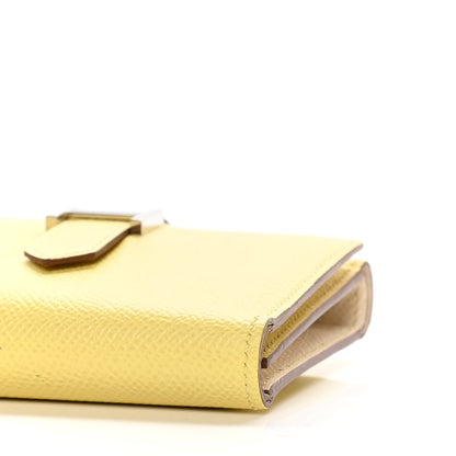 Hermes Epsom Verso Tri-Fold Bearn Compact Wallet Jaune Poussin Nata 9 of 13