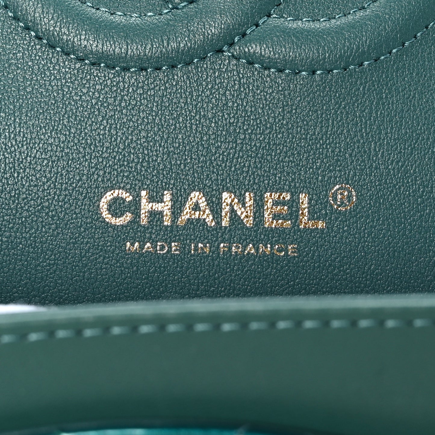 Shaded Patent Calfskin Quilted Medium Double Flap Green Blue