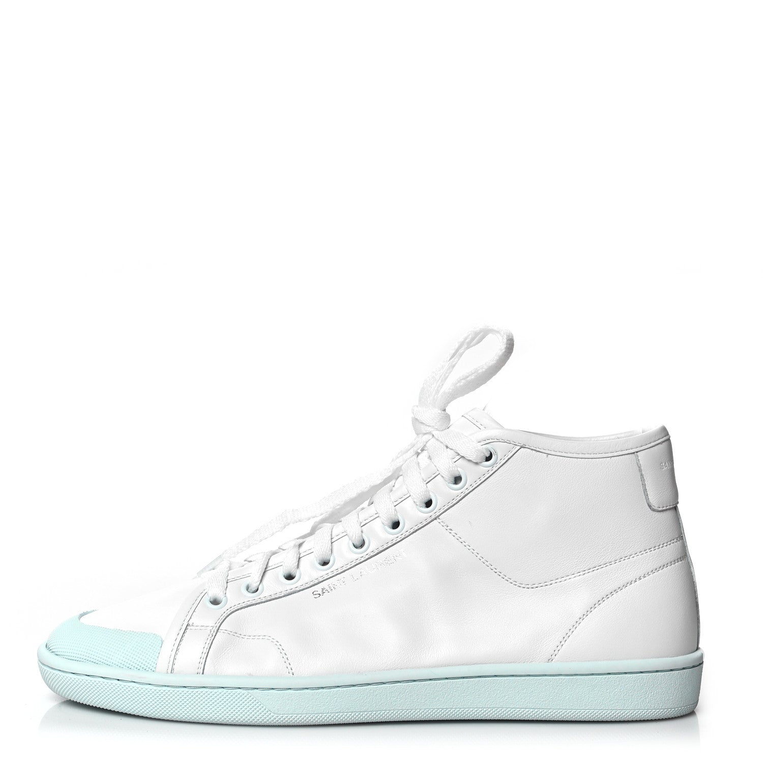 Saint Laurent Calfskin Womens Court Classic SL/39 Mid Top Sneakers 40 Blanc Bebe Blue 1 of 7