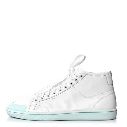 Saint Laurent Calfskin Womens Court Classic SL/39 Mid Top Sneakers 40 Blanc Bebe Blue 1 of 7