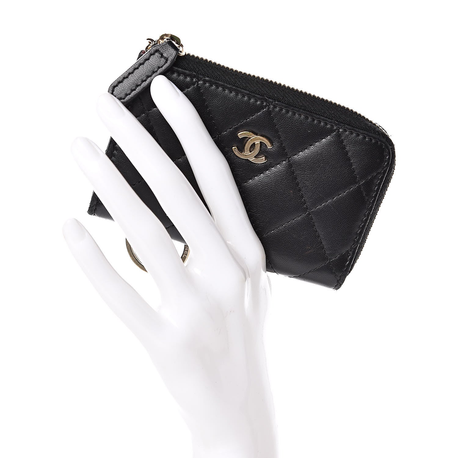 Chanel Lambskin Quilted Key Holder Case Black 2 of 8