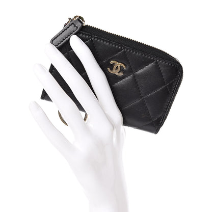 Chanel Lambskin Quilted Key Holder Case Black 2 of 8