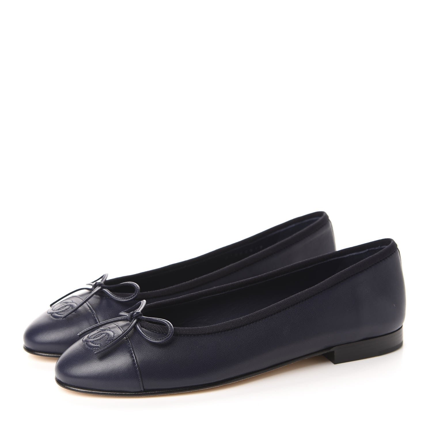 Chanel Lambskin CC Cap Toe Ballerina Flats 39 Navy 3 of 10