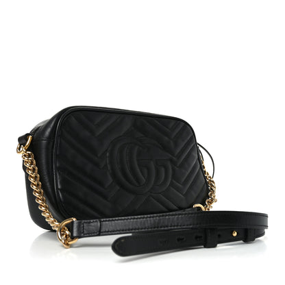 Gucci Calfskin Matelasse Small GG Marmont Chain Shoulder Bag Black 3 of 10