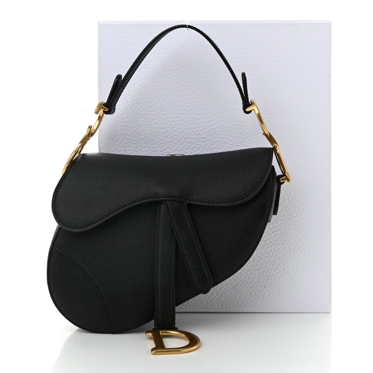 Christian Dior Grained Calfskin Mini Saddle Bag Black 1741493