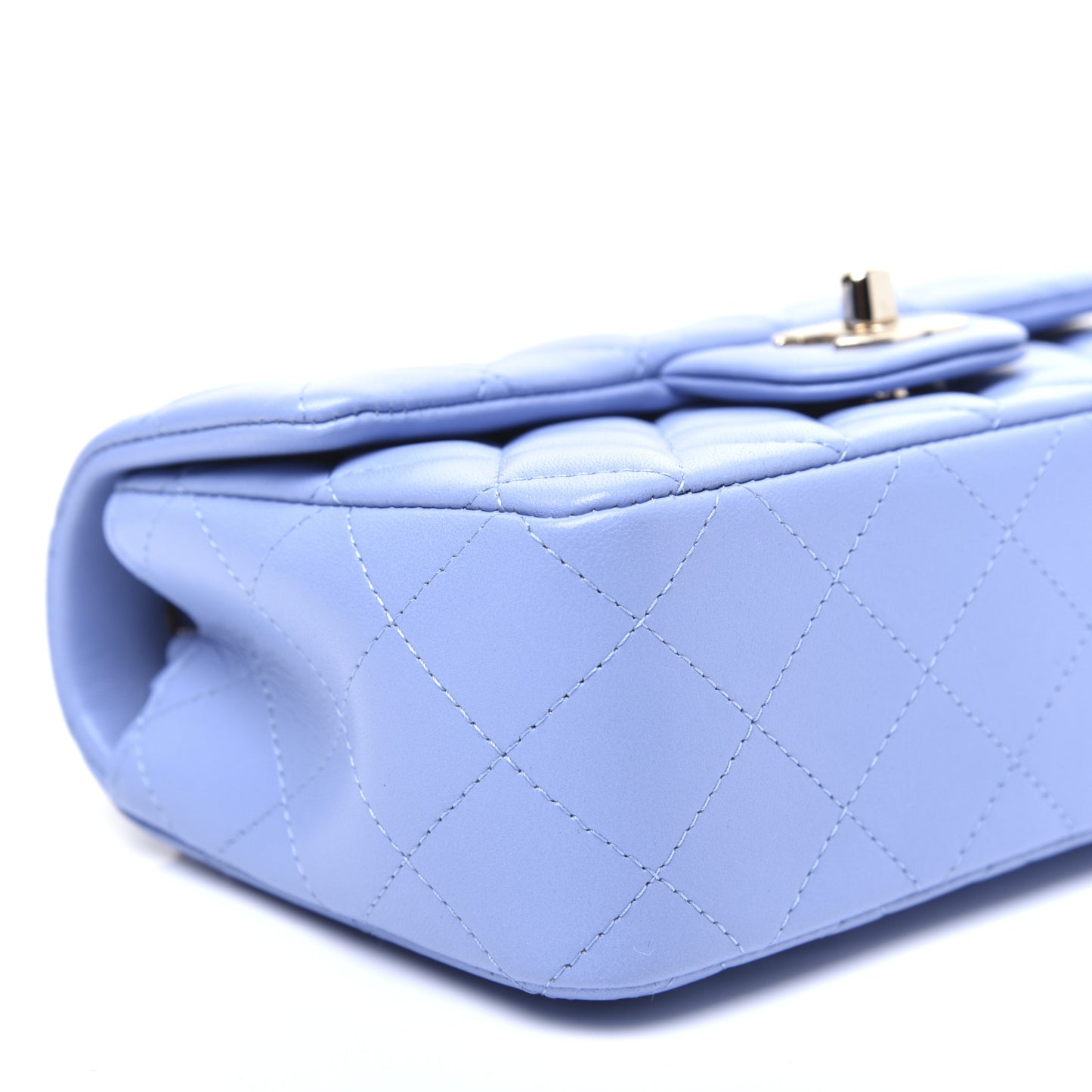 Lambskin Quilted Mini Rectangular Flap Light Blue