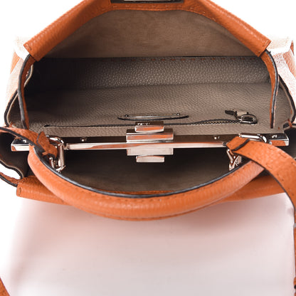 Fendi Cuoio Romano Selleria Bi-Color Medium Peekaboo Iconic Satchel Orange Stone 5 of 9