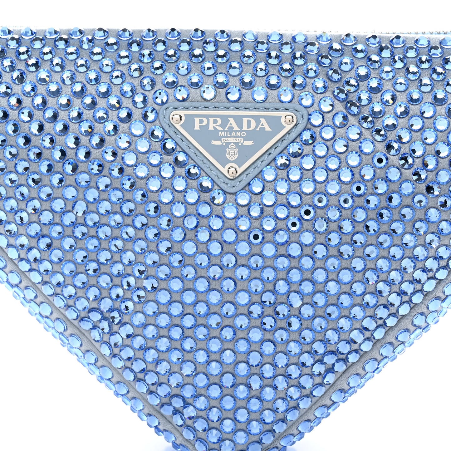 Satin Crystal Triangle Pouch Celeste