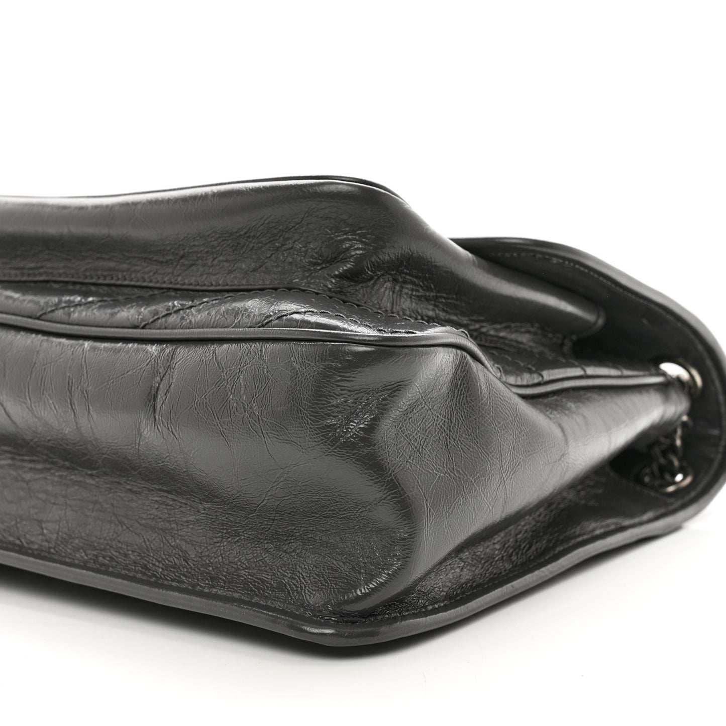 Crinkled Calfskin Matelasse Monogram Large Niki Chain Satchel Fog