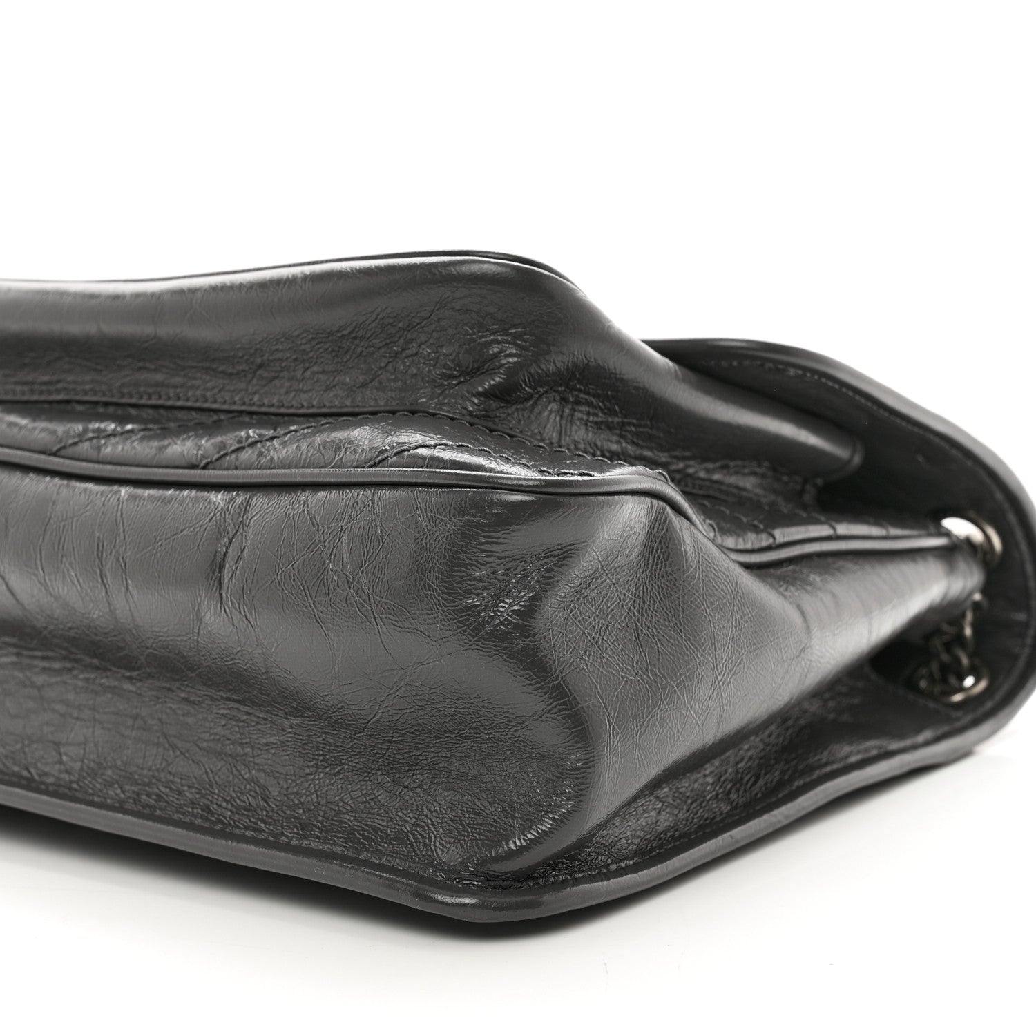 Saint Laurent Crinkled Calfskin Matelasse Monogram Large Niki Chain Satchel Fog 10 of 10