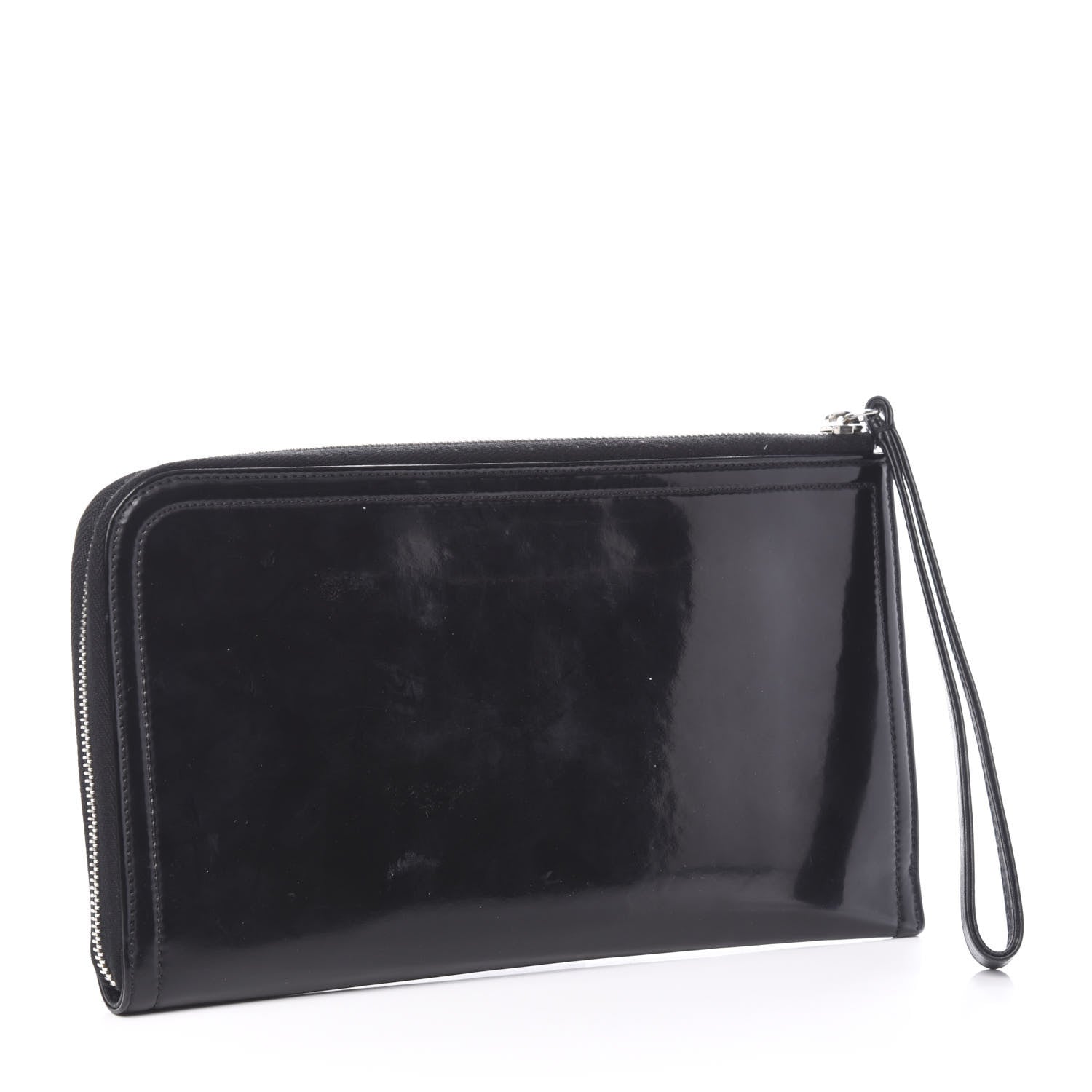 Chanel Vinyl Patent Lipstick Wristlet Wallet Black 3 of 9