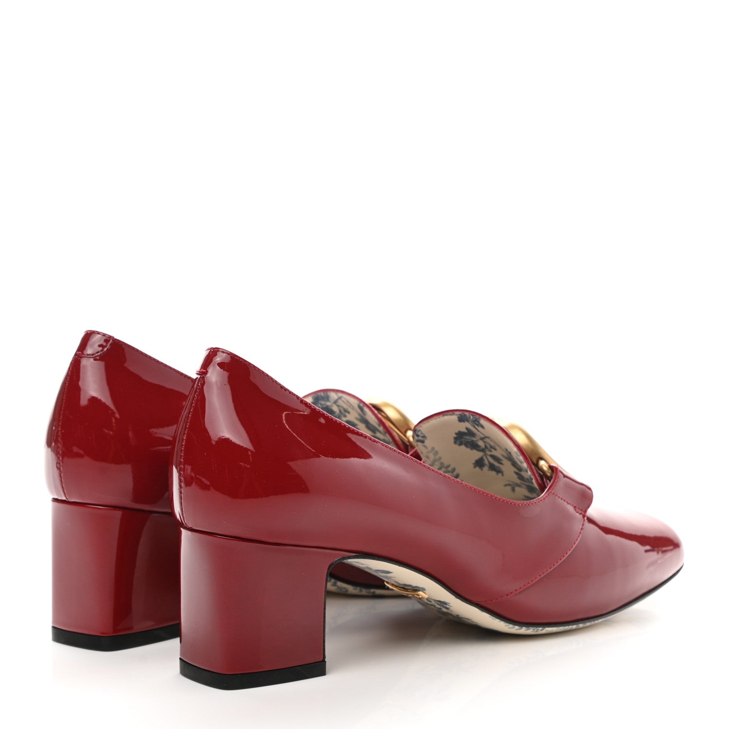 Gucci Vernice GG Victoire 55mm Loafer Pumps 37.5 Hibiscus Red 4 of 9