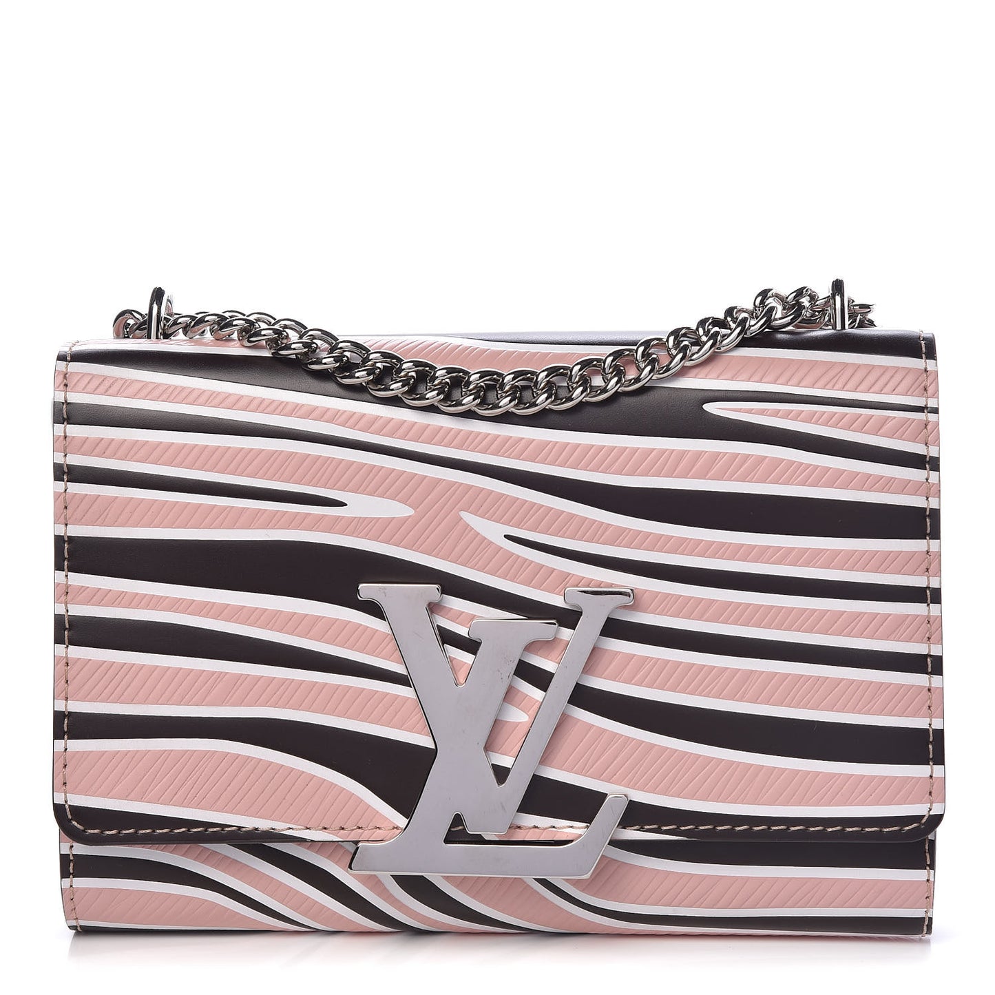 Calfskin Embossed Chain Louise MM Beige