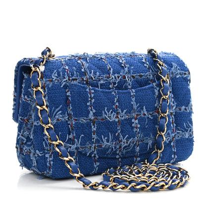 Chanel Tweed Quilted Mini Rectangular Flap Blue Multicolor 3 of 10