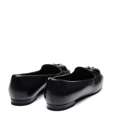 Chanel Lambskin Patent Calfskin Camellia Cap Toe Loafers 38 Black 4 of 10