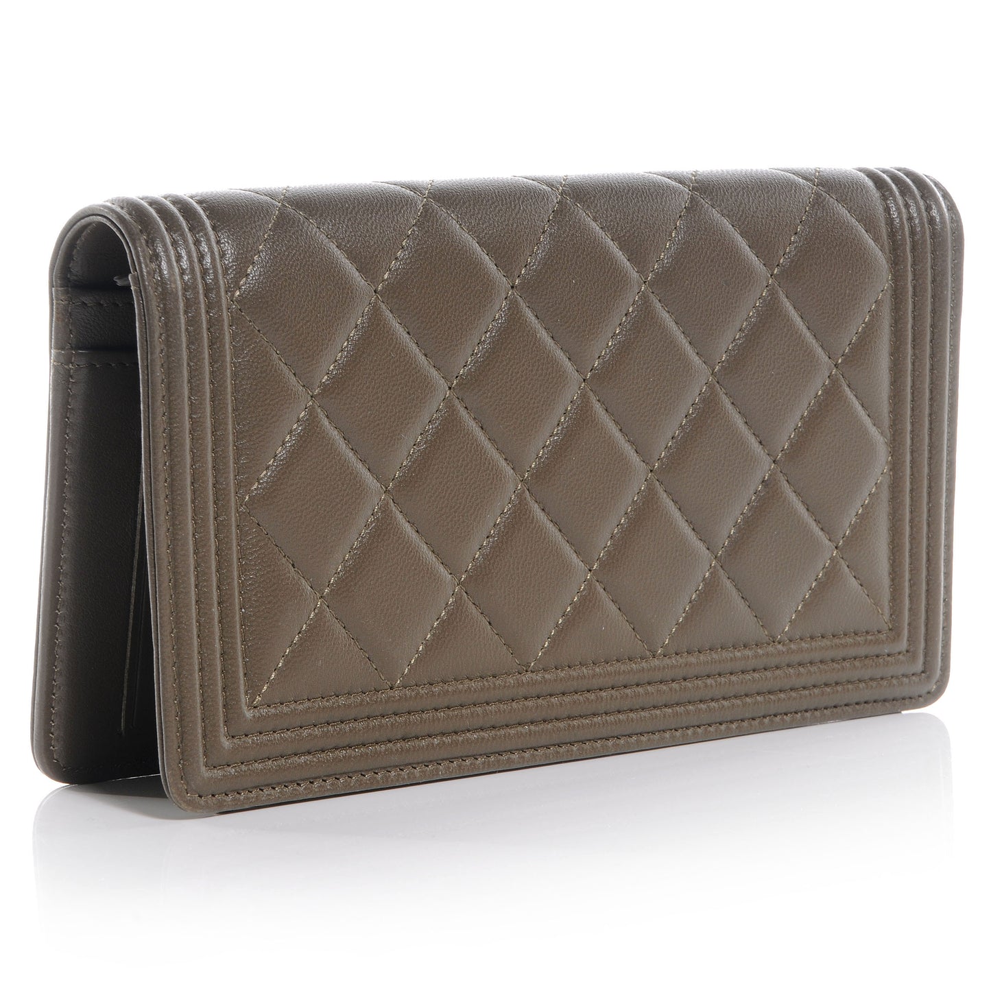 Lambskin Quilted Boy Yen Wallet Dark Green